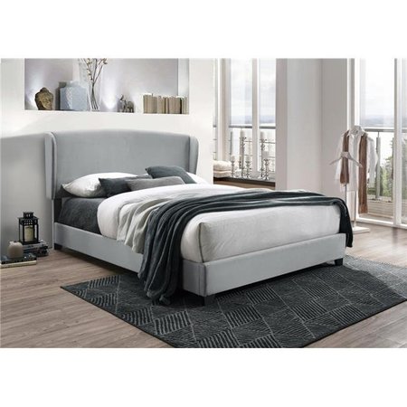 MYCO FURNITURE Myco Furniture KM8002-Q-GY 84 x 67 x 55 in. Kimberly Wingback Queen Size Bed; Gray KM8002-Q-GY